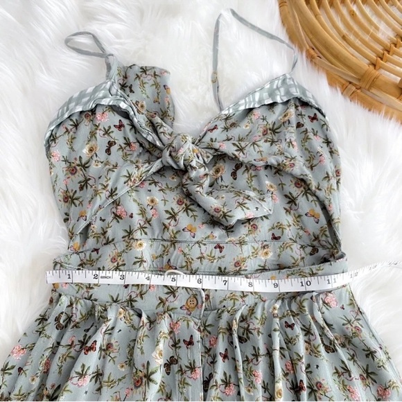 Agua Bendita Karen Midi Long Dress Seagreen Geen Floral Button Front Slit S - Picture 11 of 12